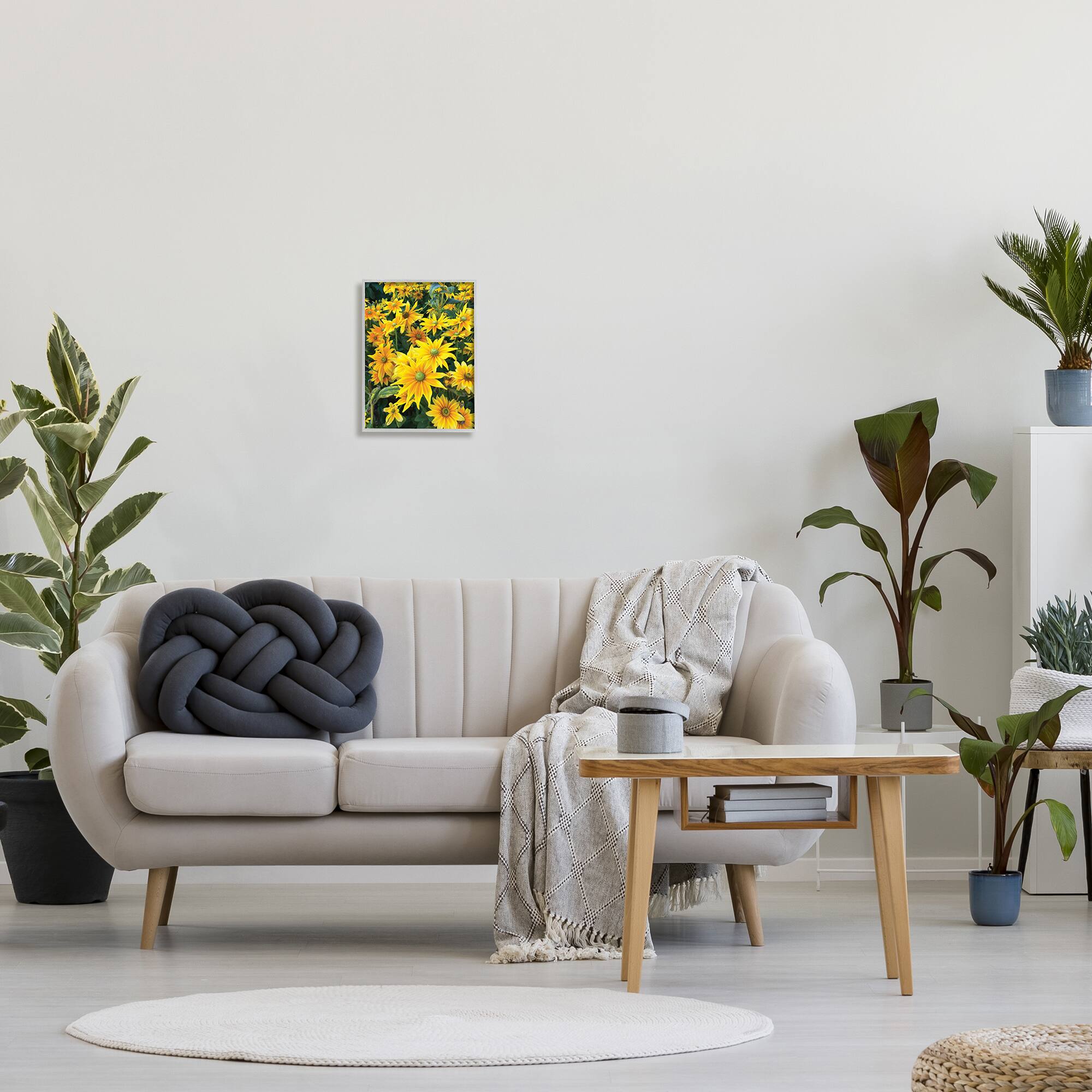 Stupell Industries Sunflower Field Blooming Green Bulbs Yellow Petals in Gray Frame Wall Art